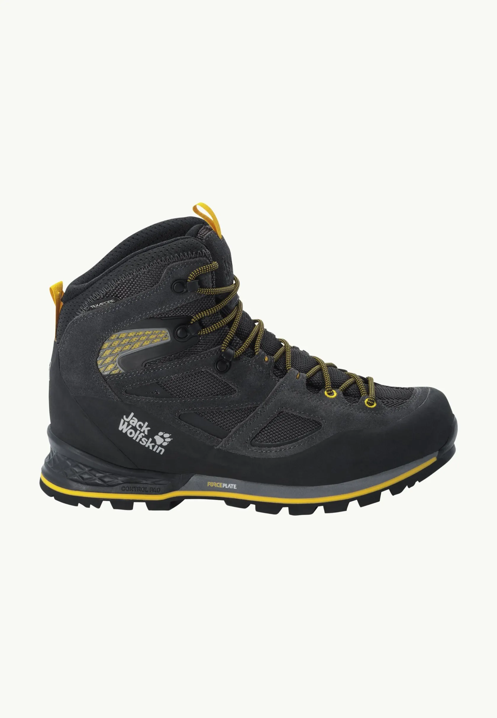 Wandelen|Wandelschoenen|Jack Wolfskin Force Crest Texapore Mid M Black / Burly Yellow Xt