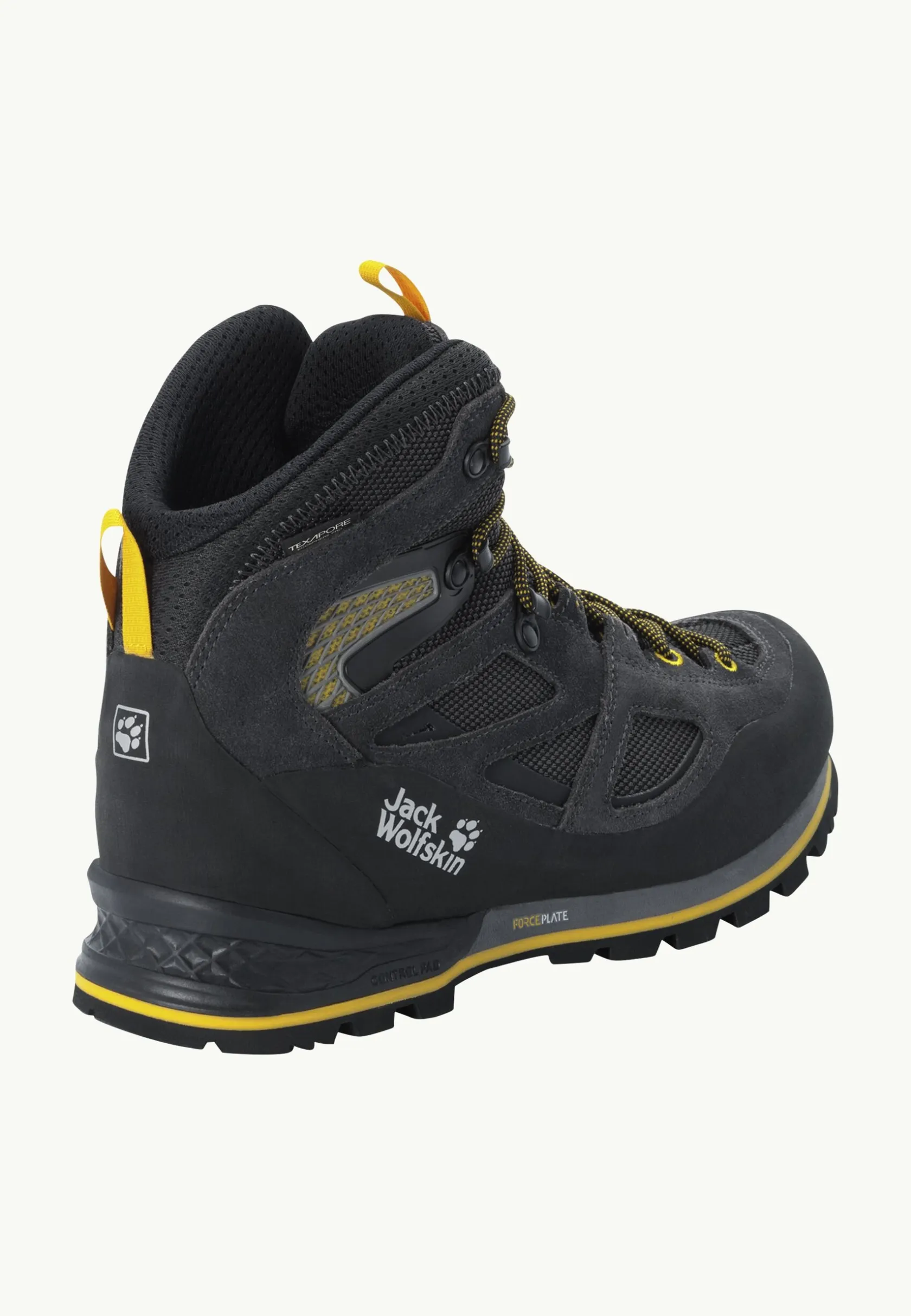 Wandelen|Wandelschoenen|Jack Wolfskin Force Crest Texapore Mid M Black / Burly Yellow Xt