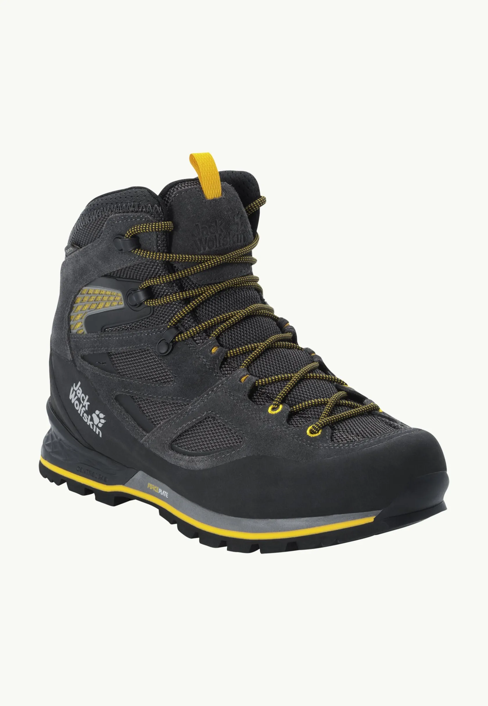 Wandelen|Wandelschoenen|Jack Wolfskin Force Crest Texapore Mid M Black / Burly Yellow Xt