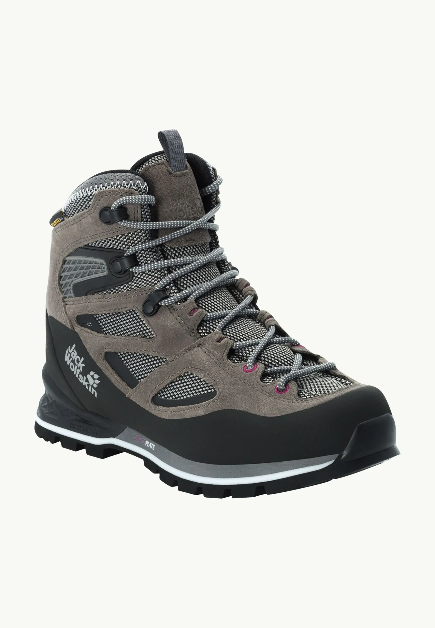 Wandelschoenen|Waterdichte Schoenen|Jack Wolfskin Force Crest Texapore Mid W Tarmac Grey / Pink