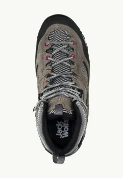 Wandelschoenen|Waterdichte Schoenen|Jack Wolfskin Force Crest Texapore Mid W Tarmac Grey / Pink