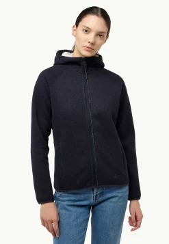 Voor- En Najaarsjacks/-Jassen|Fleece|Jack Wolfskin Kaminfeuer Hooded Jkt W
