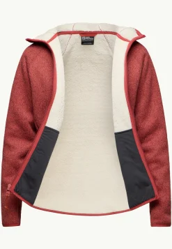 Voor- En Najaarsjacks/-Jassen|Fleece|Jack Wolfskin Kaminfeuer Hooded Jkt W